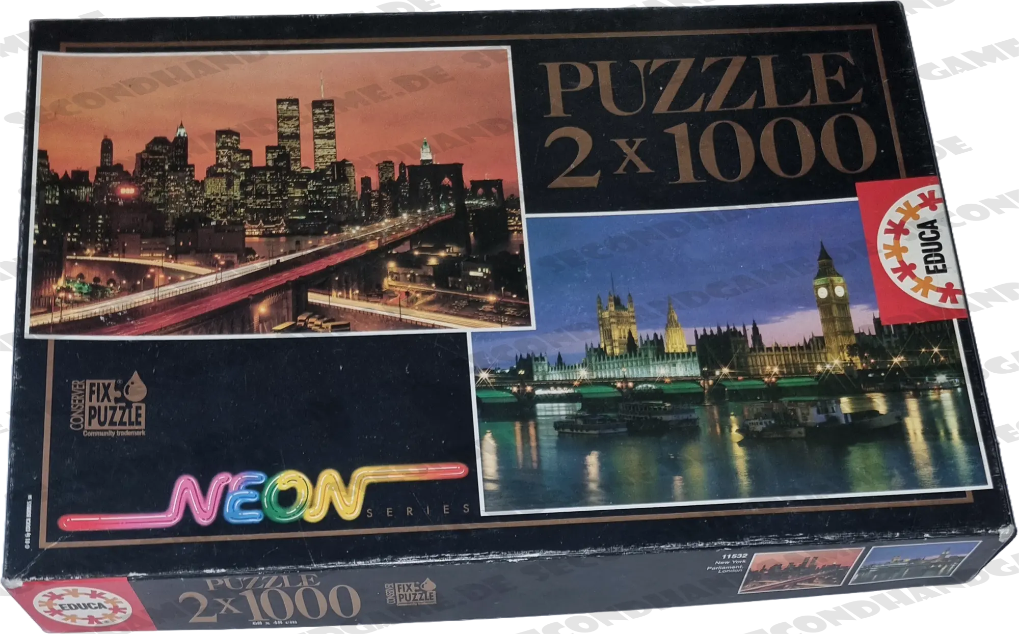 Educa Multicolor Neon Series Puzzle 2x1000 Teile 115328 New York, Parliament London